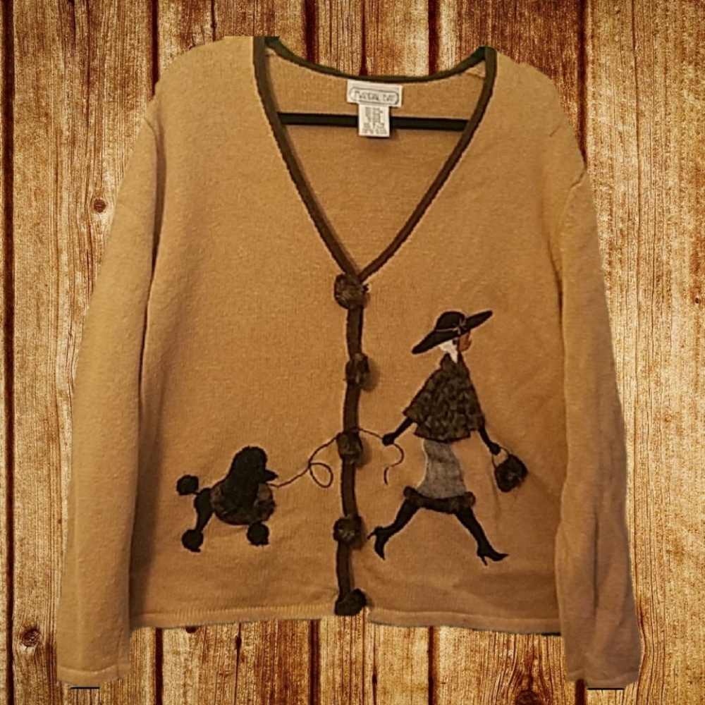Vintage poodle sweater with lots of detail